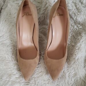 J. Crew Nude Suede Pointed-Toe Pumps with a 3 inch Heel